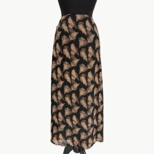 Vintage Calvin Klein Silk Maxi Skirt Bias Cut 90s Minimalist Size 4 Black Tan